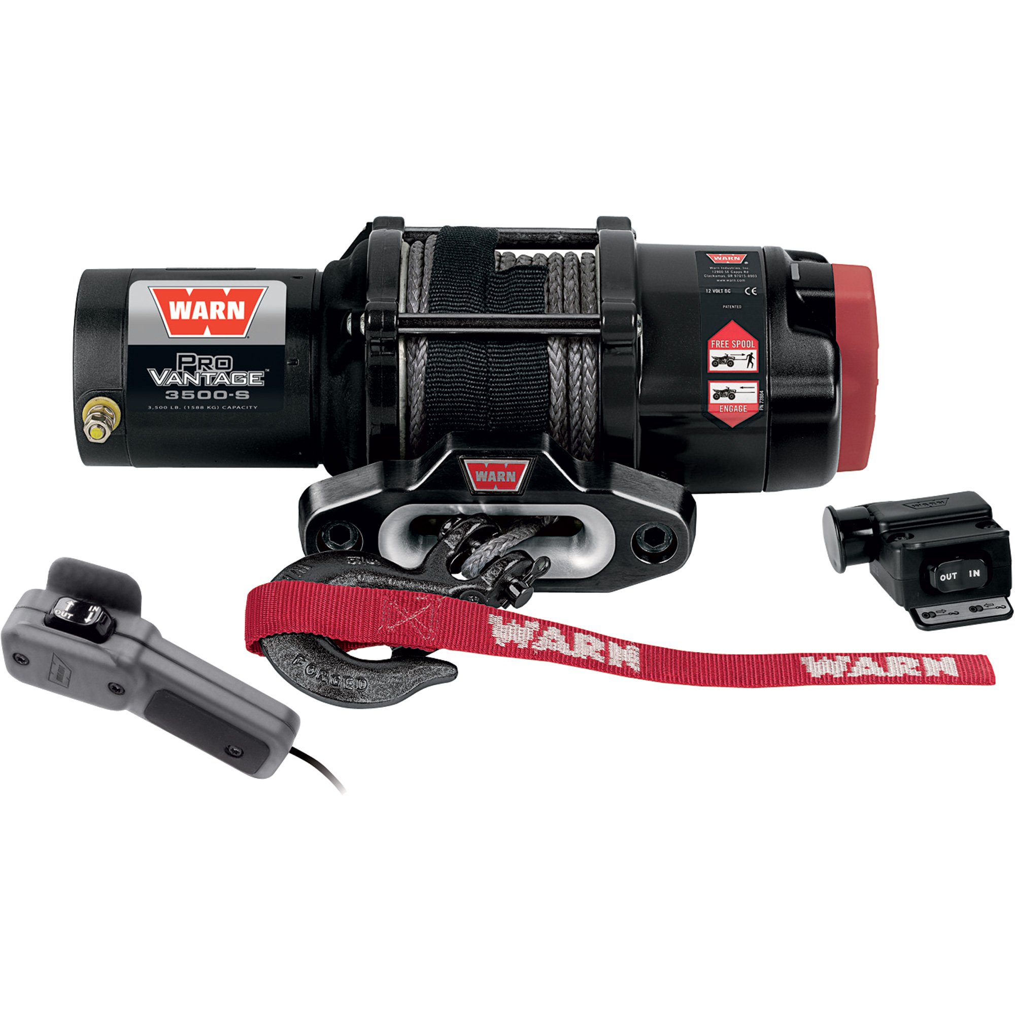 Warn ProVantage 3500 Series 12 Volt DC Powered Electric ATV Winch — 3500-Lb. Capacity, Synthetic Rope, Model# 90351